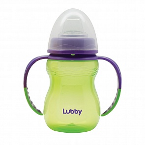 Поильник-непроливайка зеленый с ручками серия Классика, мягкий носик, 250 мл, от 6 мес (Lubby, 7317/144/12_зеленый)